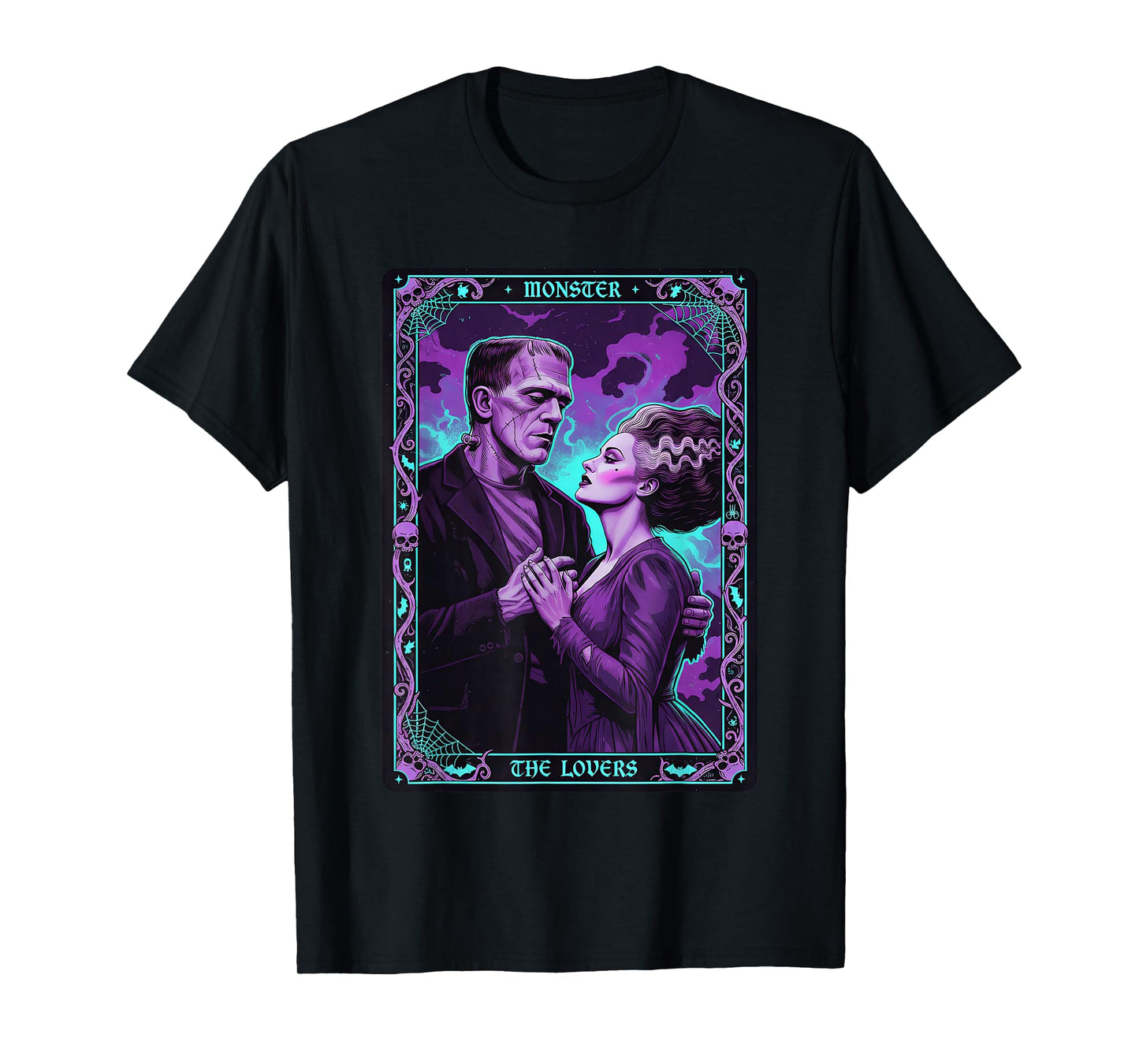 Monster Frankenstein Bride The Lovers Tarot Card Halloween T-Shirt
