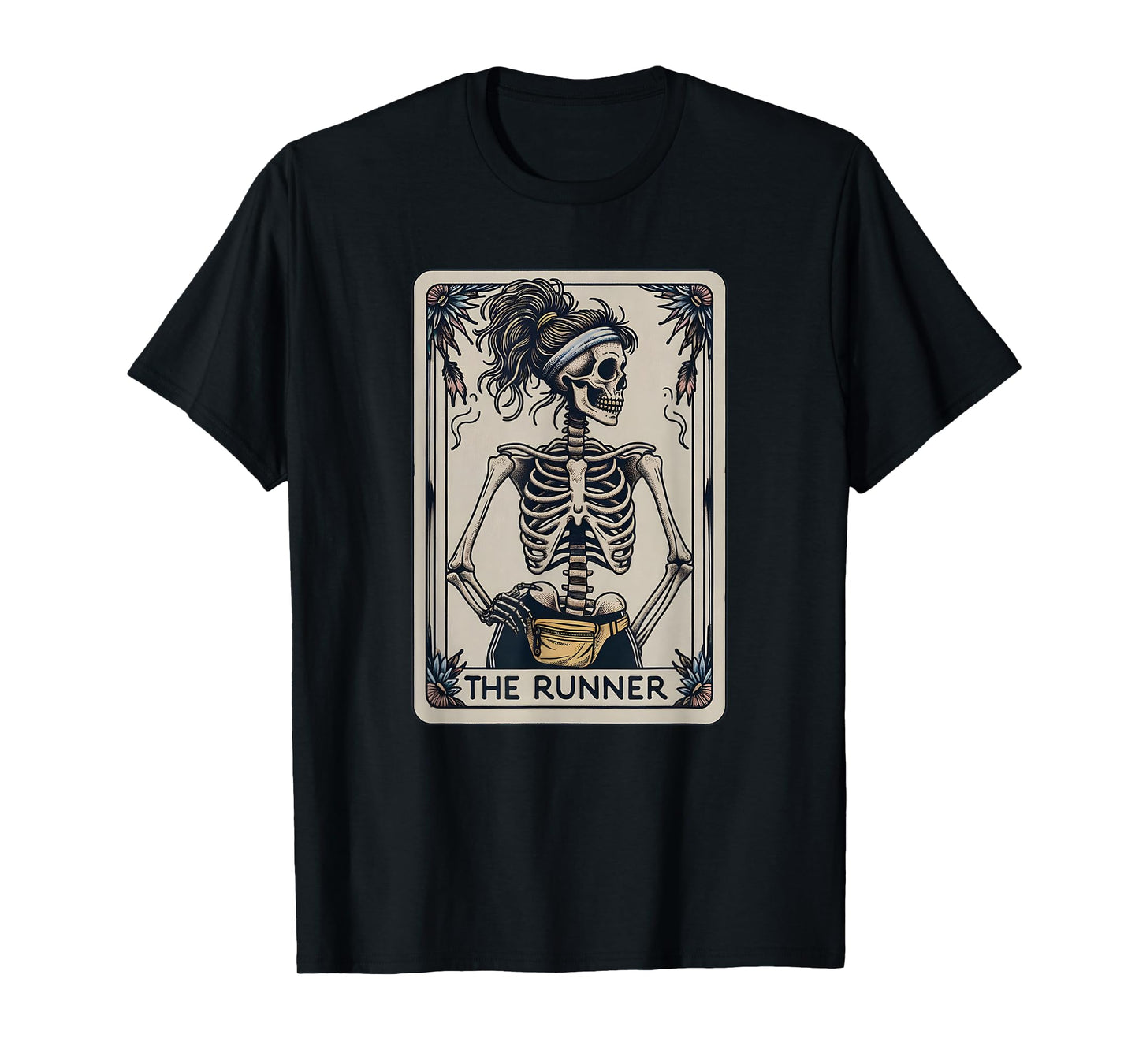 Funny Running Tarot Card, Funny Skeleton Halloween Runner T-Shirt