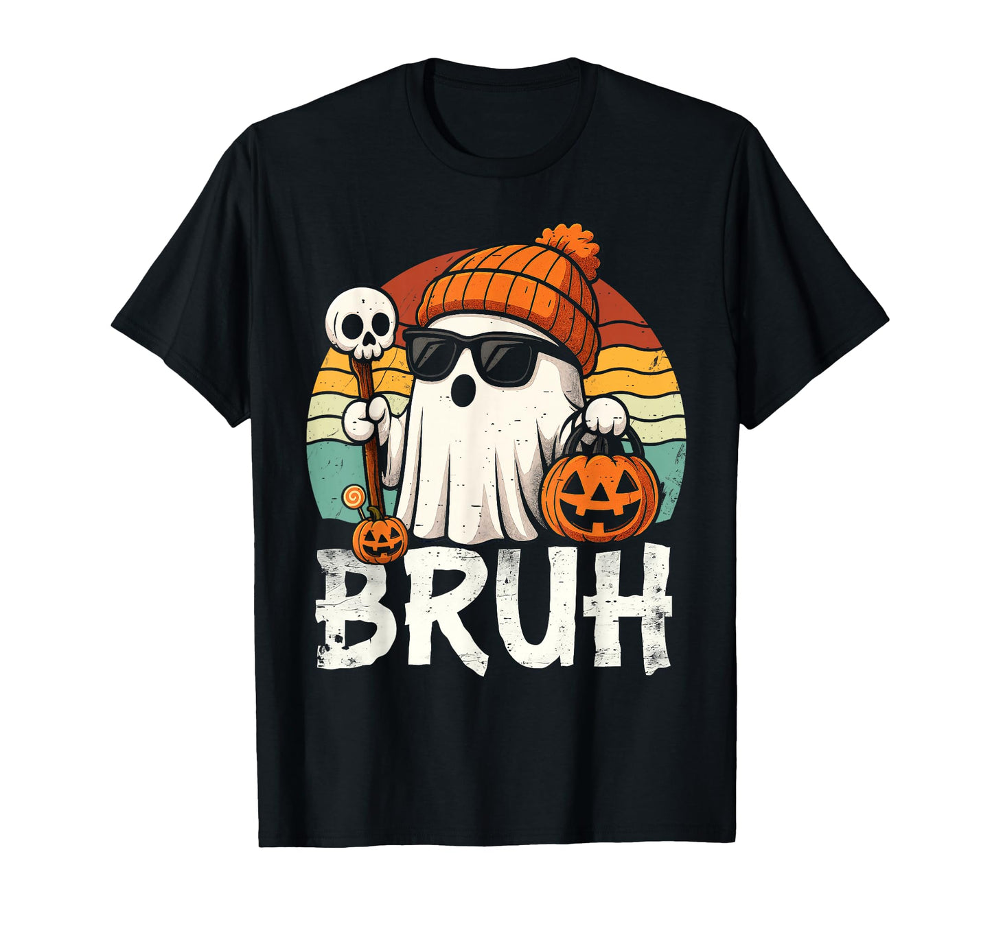 Bruh Ghost Halloween Cute Ghost Trick Or Treat Candy Kids T-Shirt