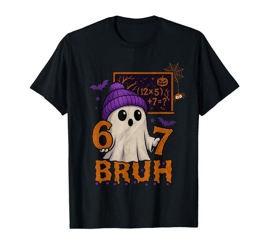 67 Teacher Halloween Ghost Six Seven Meme Math Equation Bruh T-Shirt