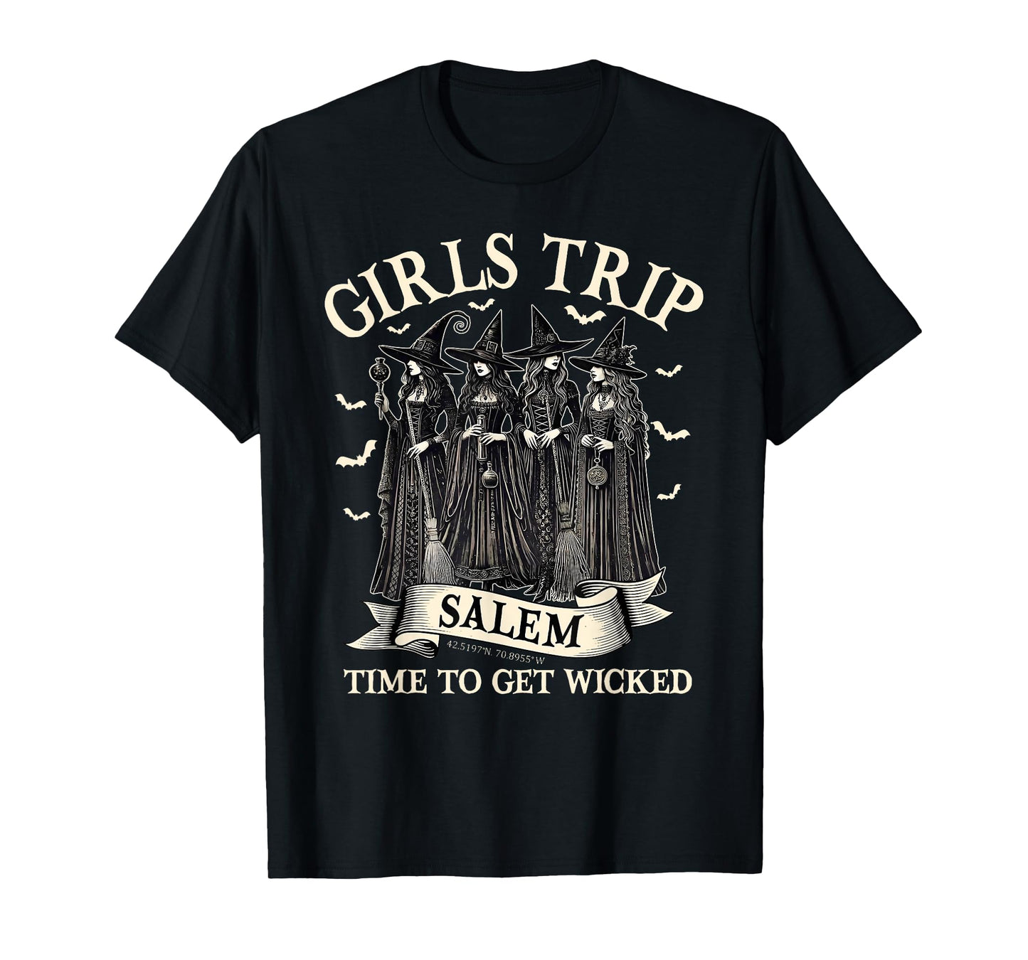 Girls Trip Salem Time To Get Wicked Witchy Witches Halloween T-Shirt