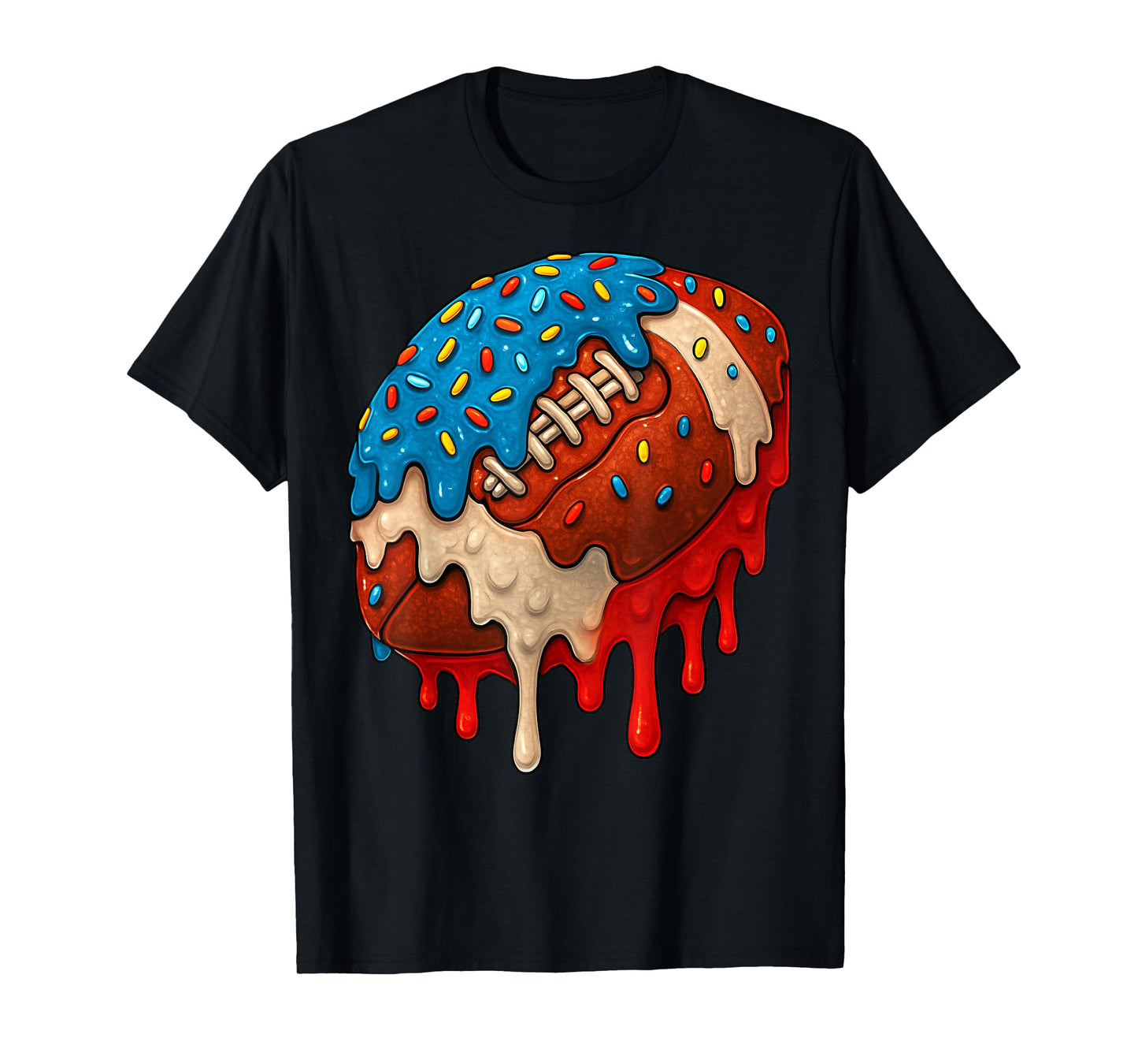 Ice Cream Drip Football Stuff 4th of July Boys Kids T-Shirt