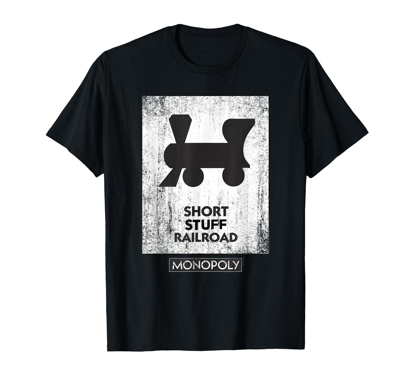 Monopoly Mr. Monopoly Short Stuff Railroad Distressed Logo T-Shirt