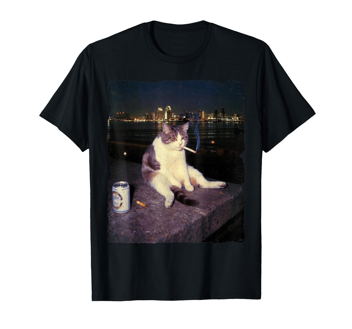Cigarette Kitten Funny Smoking Cat Meme Stupid Brainrot T-Shirt