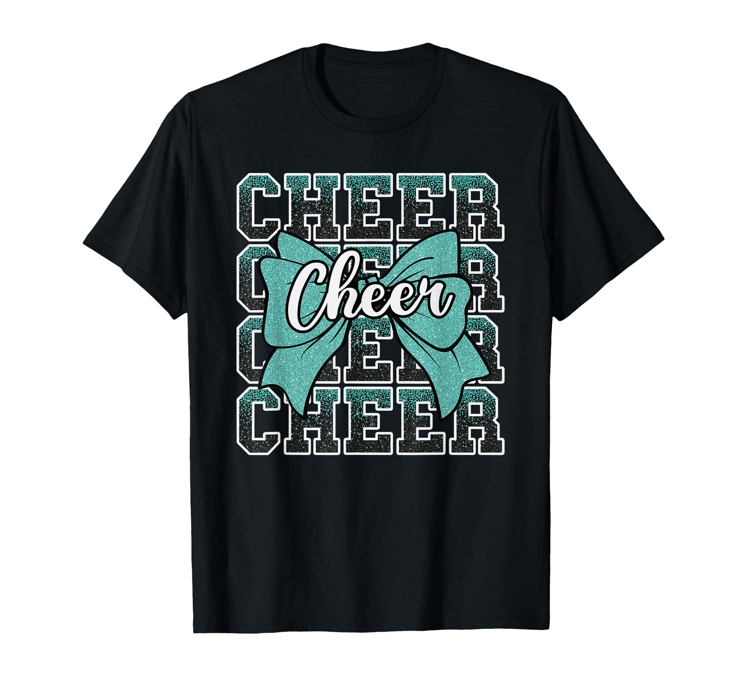 Coquette Cheer Bow Sport Cheerleader Cheerleading Teal Blue T-Shirt