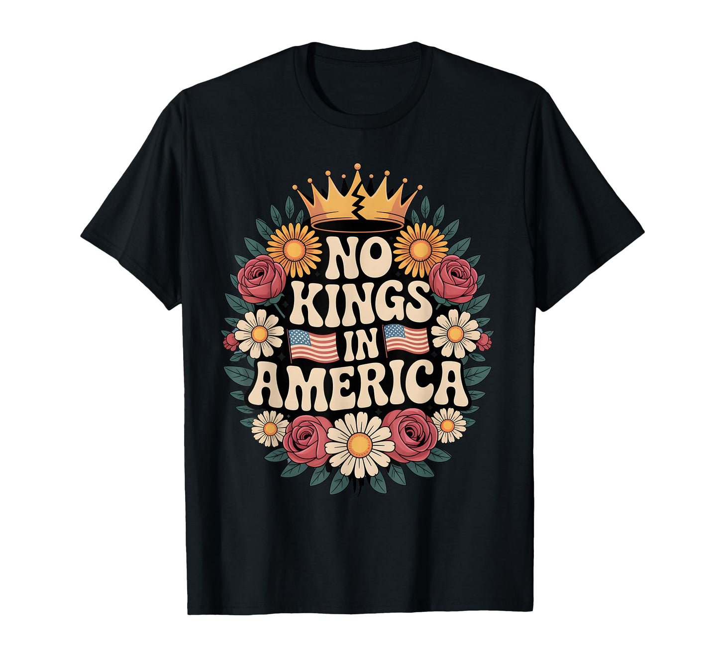 No Kings in America Patriotic Democracy Freedom Retro T-Shirt