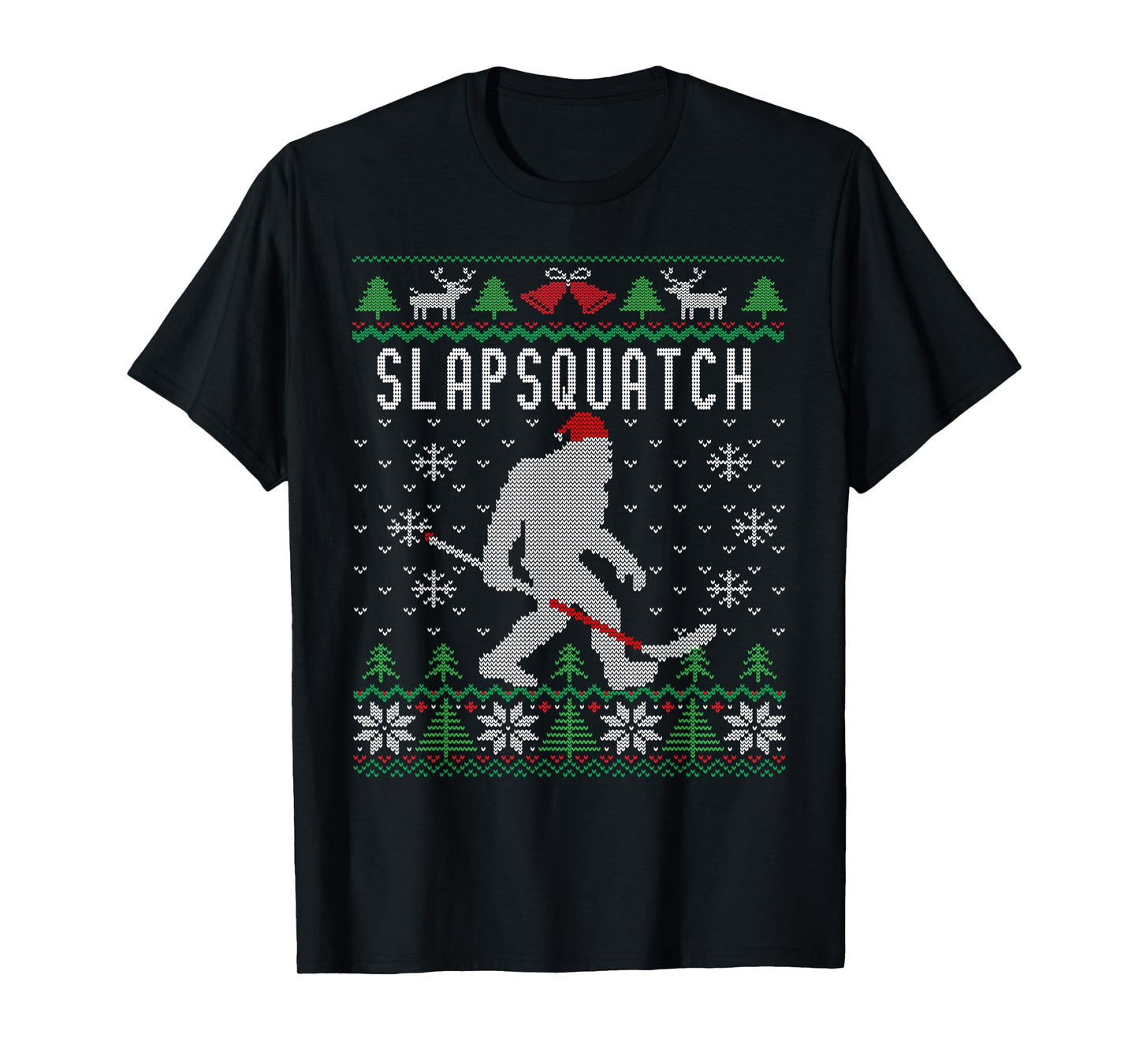 Slapsquatch | Christmas Hockey Sasquatch | Bigfoot T-Shirt