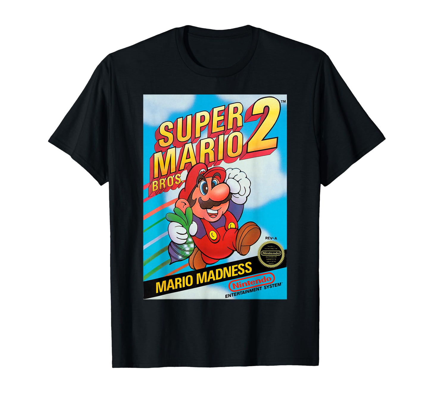 Super Mario Bros 2 Retro Box Art Graphic T-Shirt T-Shirt
