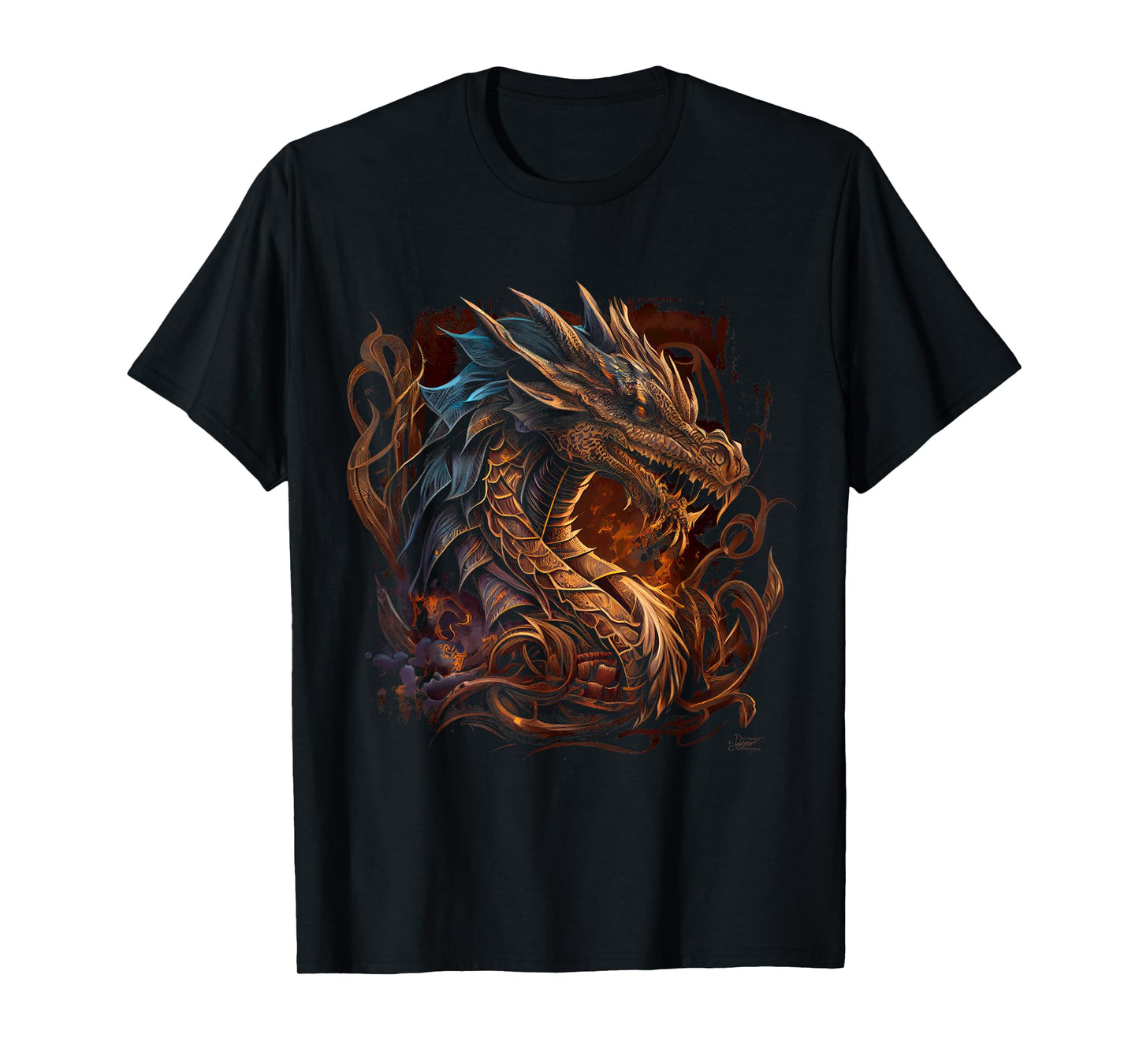 Beautiful Vintage Dragon Lover Fantasy Art Cool Illustration T-Shirt