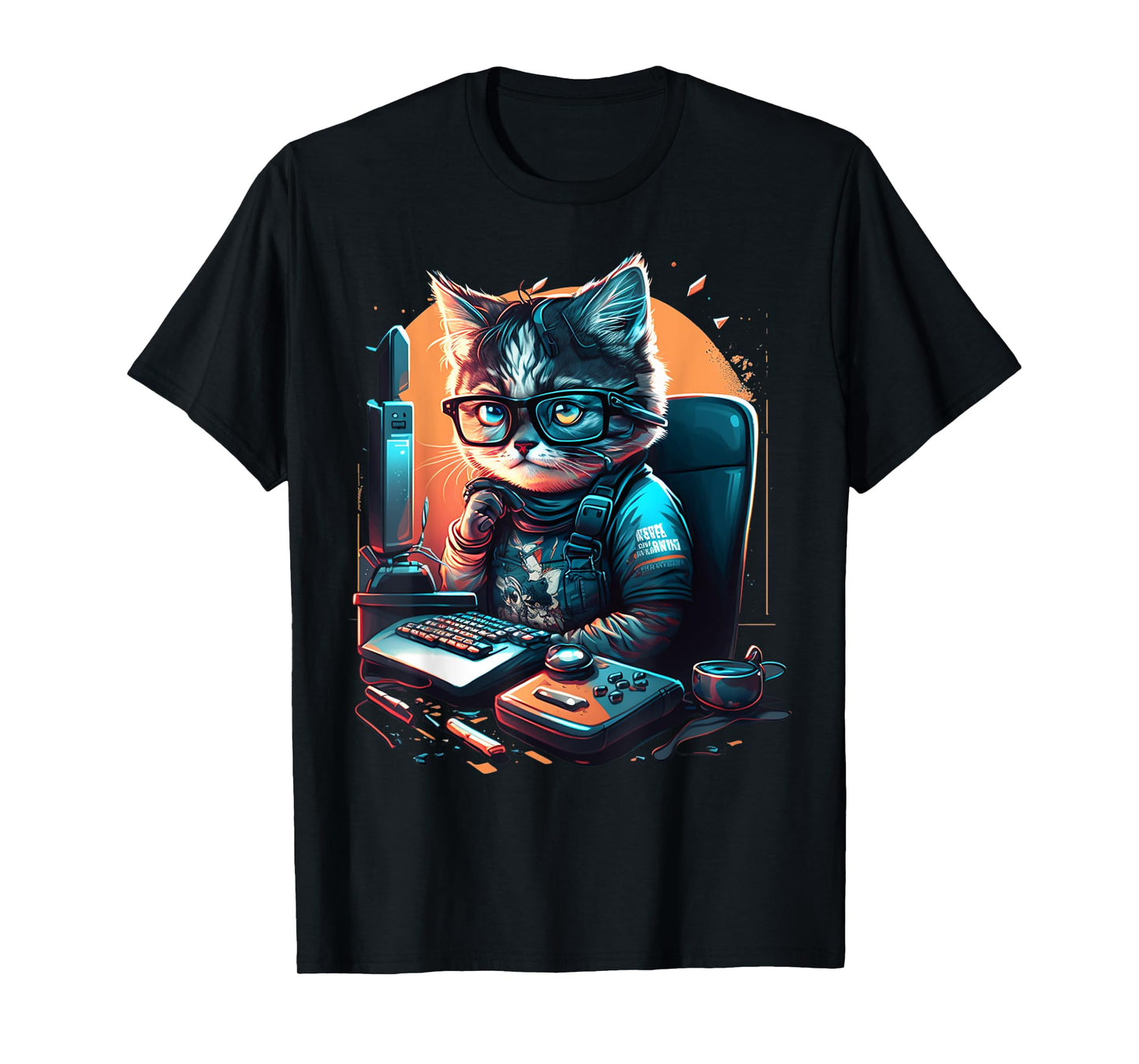 Cat Work On Computers with glasses cute cats Computer Nerd T-Shirt