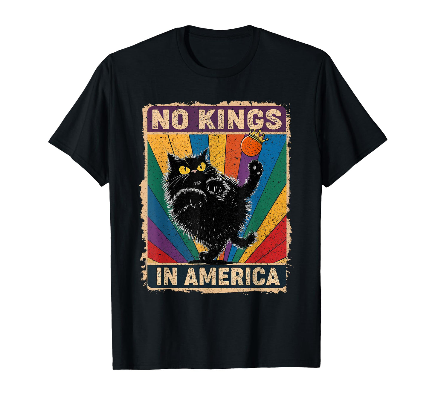 No Kings in America Black Cat Political Anti Trump Protest T-Shirt for Men Women