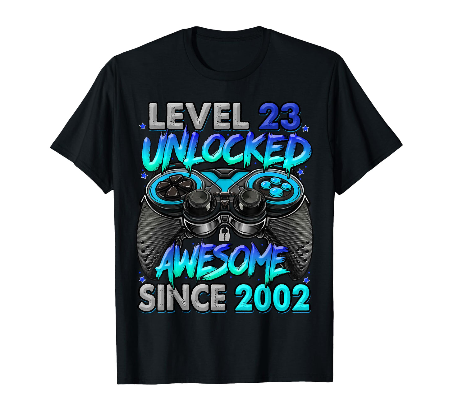 Level 23 Unlocked Awesome Since 2002 23rd Birthday Gaming T-Shirt