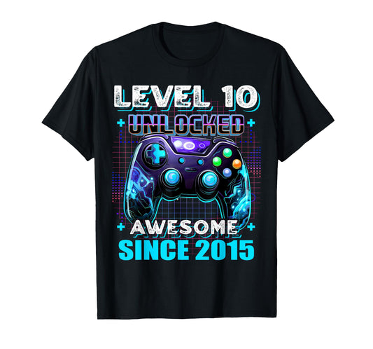 10th Birthday Boy Level 10 Gamer 10 Year Video Game Party T-Shirt