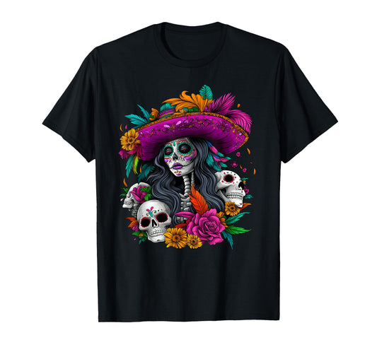 Day Of The Dead Sugar Skull De Los Muertos La Catrina Women T-Shirt