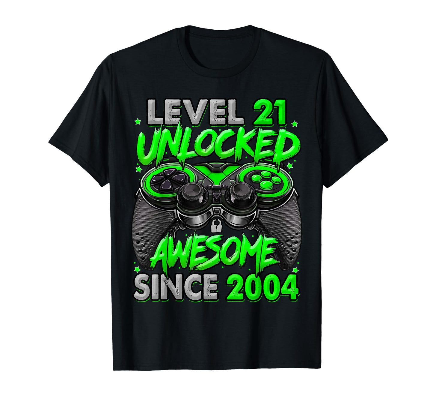 Level 21 Unlocked Awesome Since 2004 21st Birthday Gaming T-Shirt