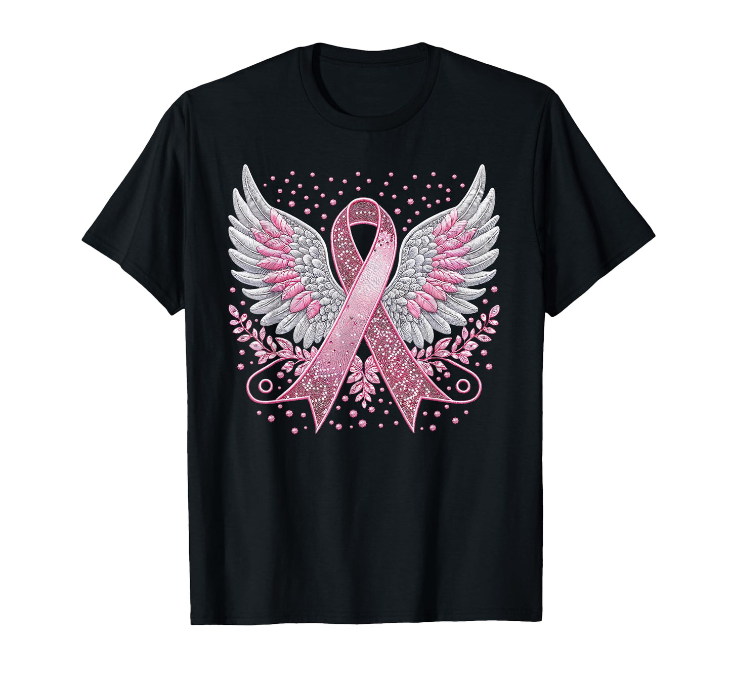 Pink Ribbon Angel Wings Breast Cancer Awareness Women Kids T-Shirt