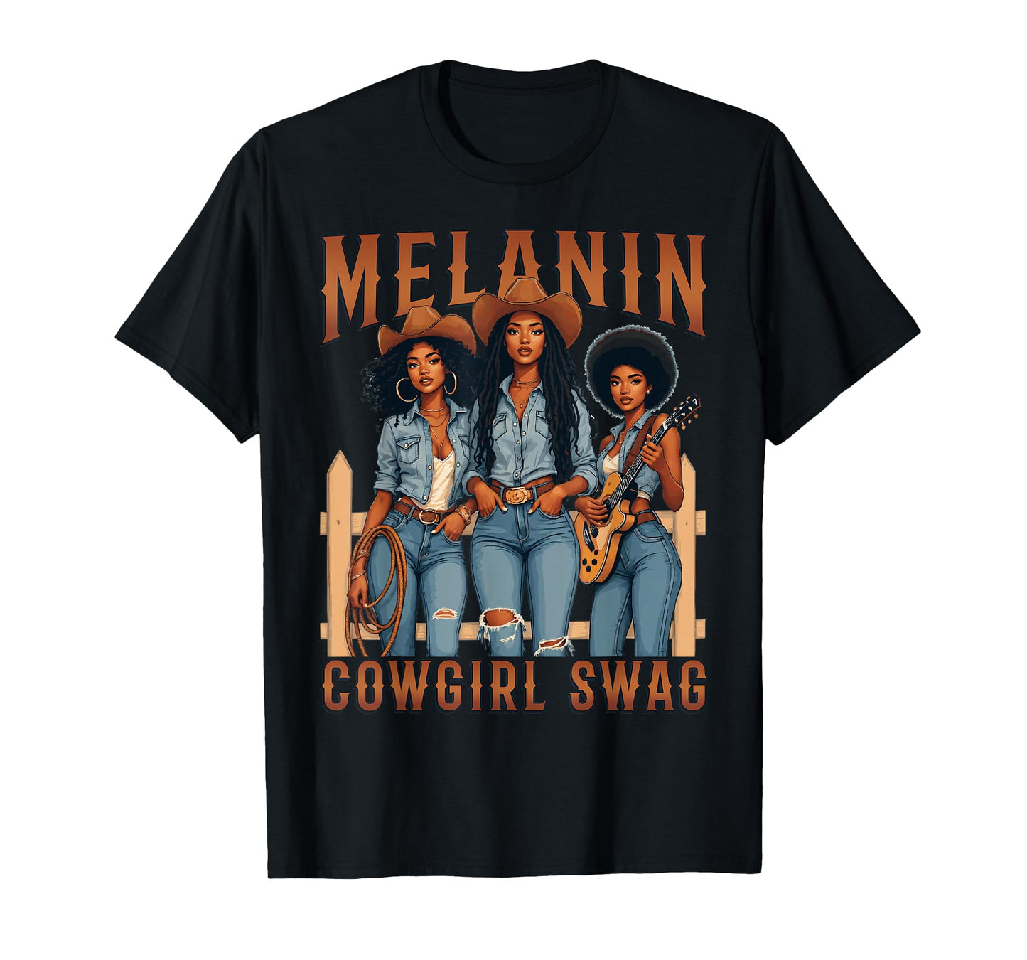 Melanin Cowgirls Black History Month African Melanin Pride T-Shirt
