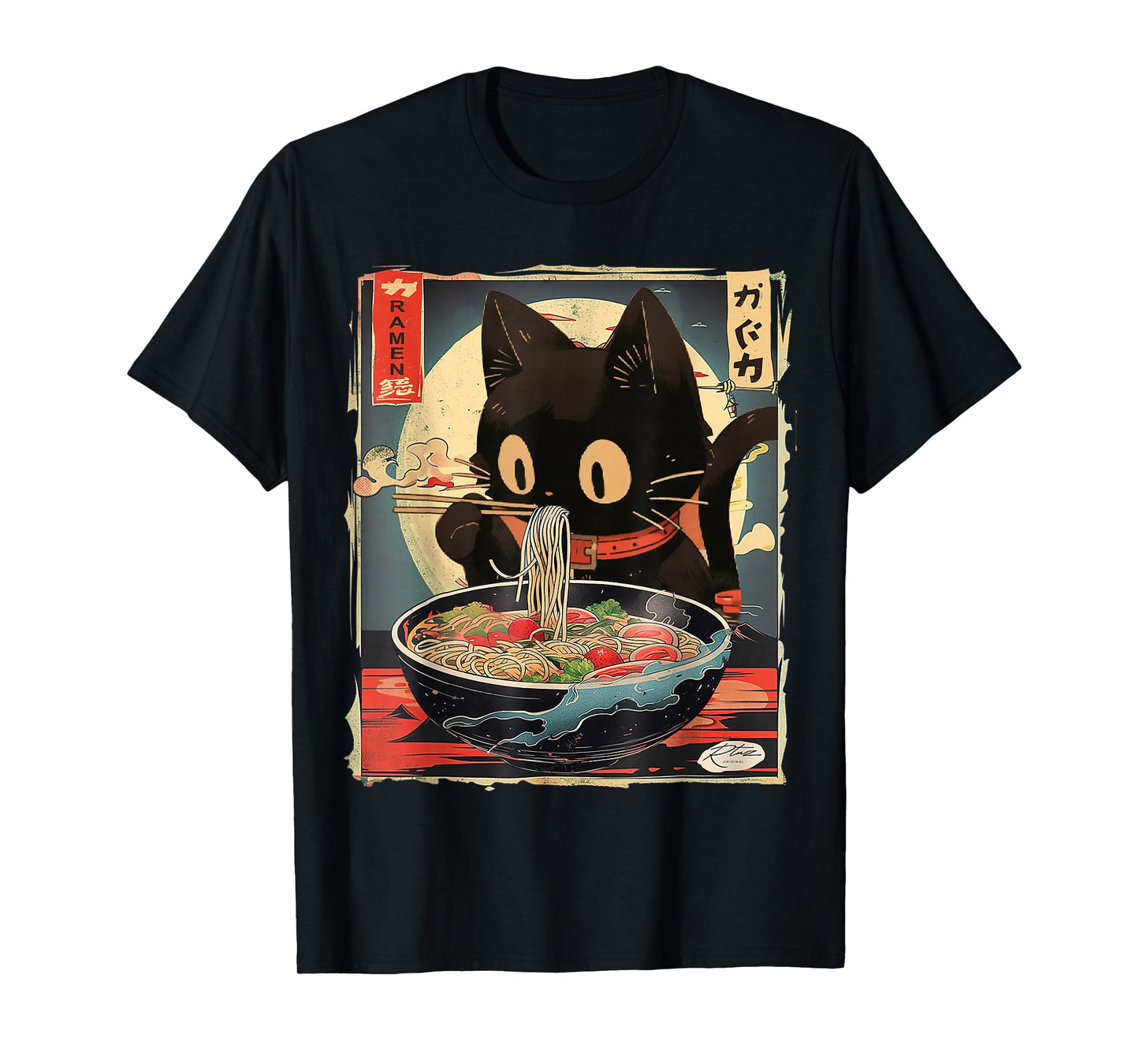 Cat Ramen Manga Anime for Kids Boys Girls Teens Kawaii Cat Eating Ramen Noodles Anime Gift Girls Teens T-Shirt