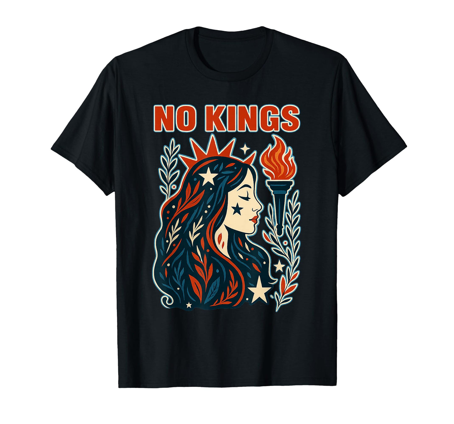 No Kings Retro Patriotic Woman Liberty Womens T-Shirt