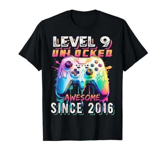 9th Birthday Boy Level 9 Gamer 9 Year Video Game Party T-Shirt
