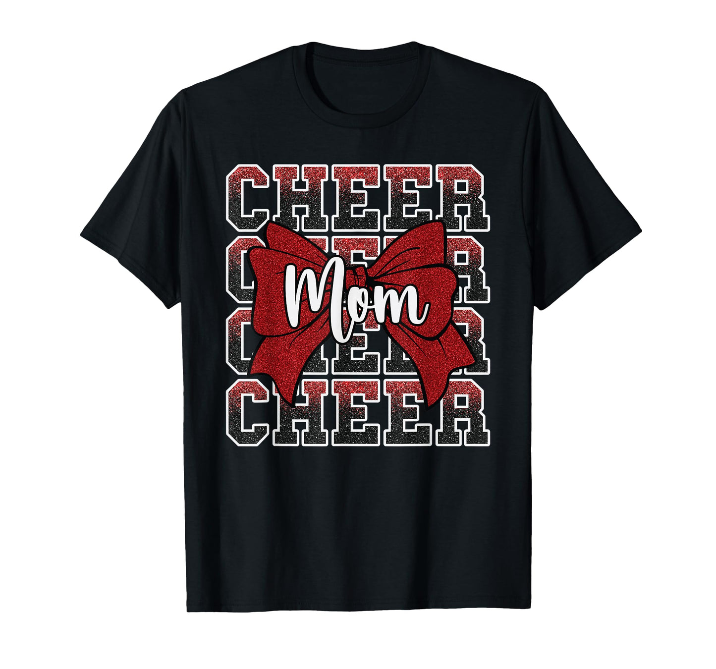 Cheer Mom Mama Bow Sport Cheerleader Cheerleading Red T-Shirt