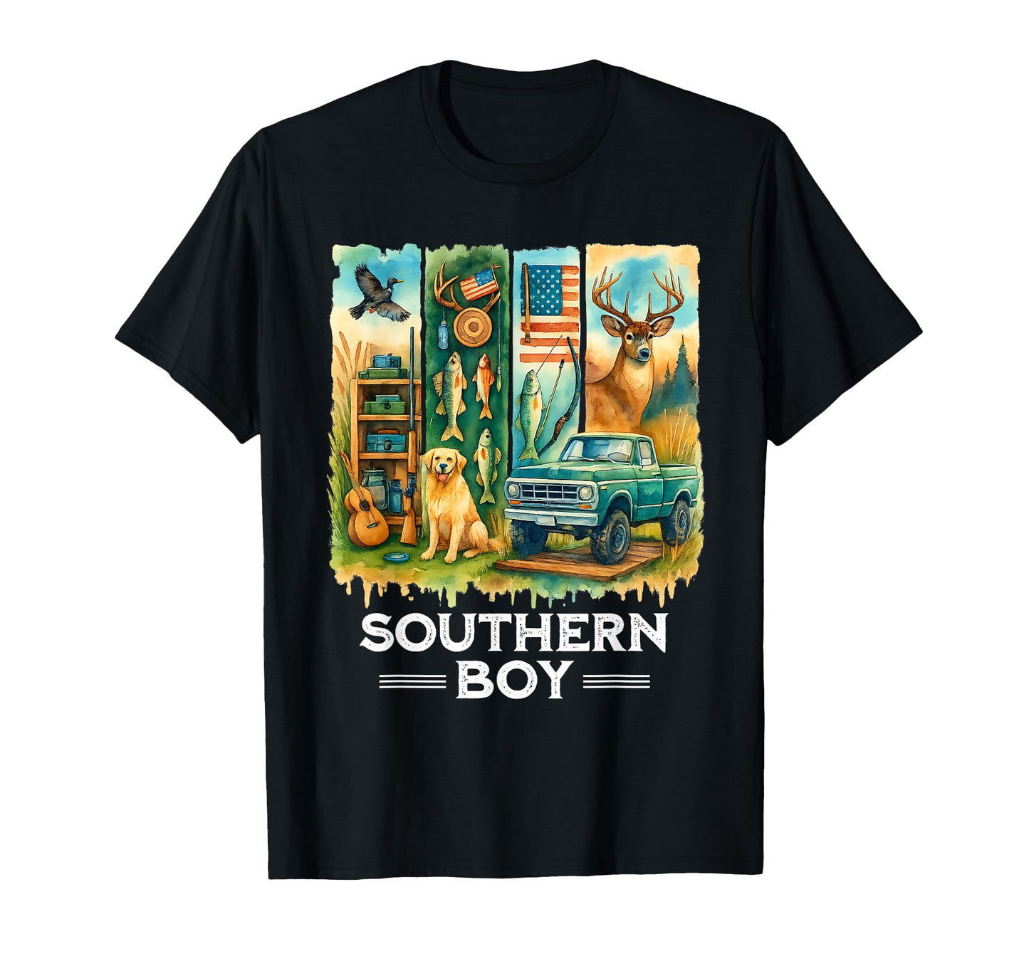 Local Southern Boy Duck Hunting Labrador Camouflage Outdoor T-Shirt