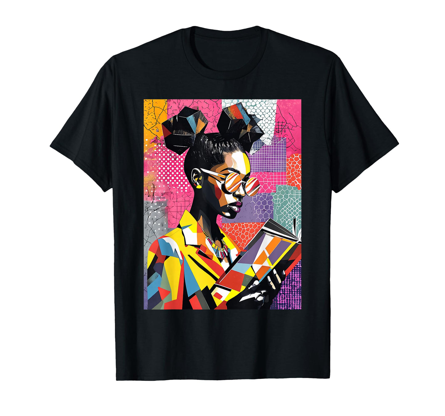 Geometric Black History Educated Women Reading Book Melanin T-Shirt