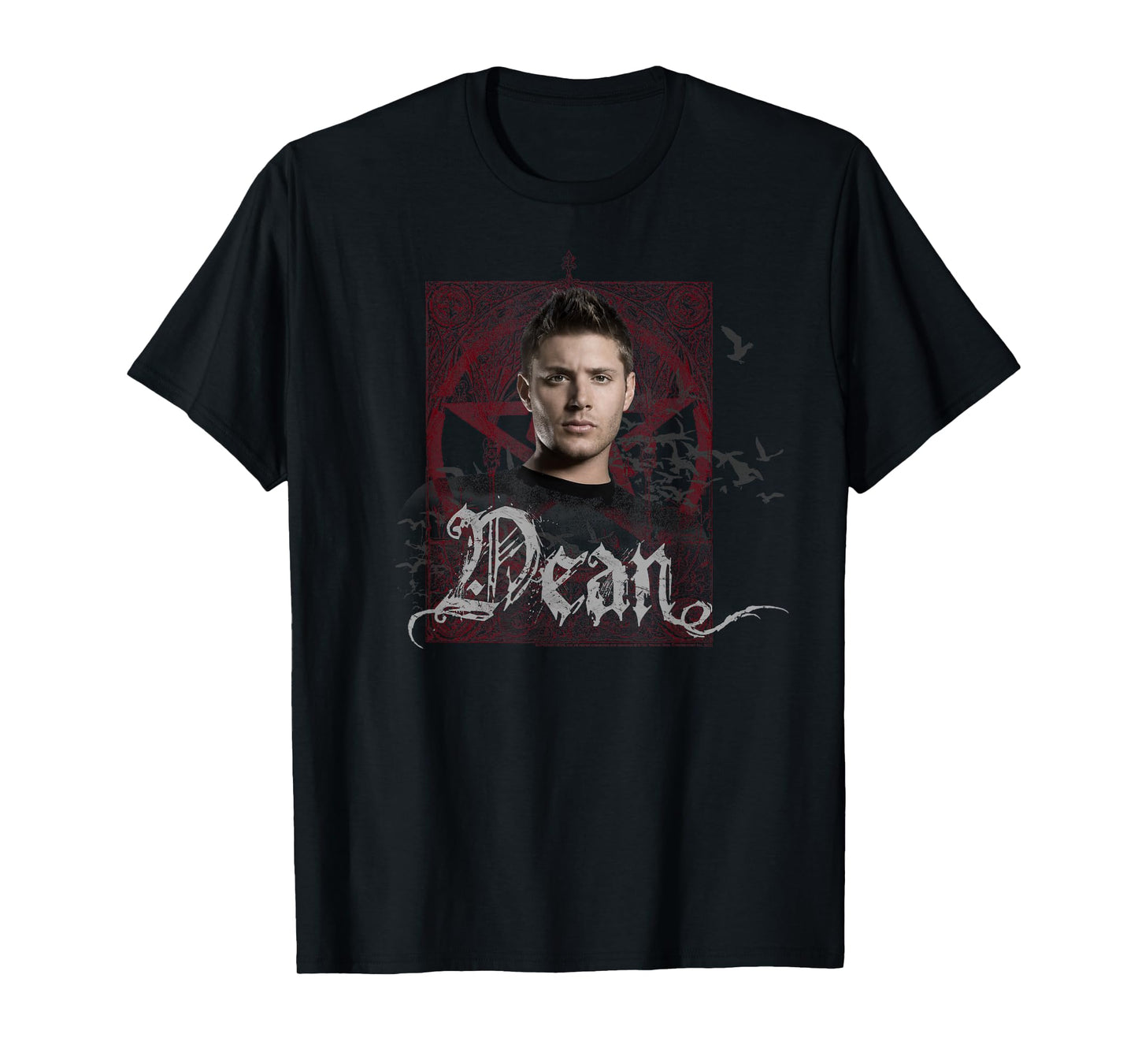 Supernatural Dean Winchester Goth Pentagram & Birds TV Show T-Shirt