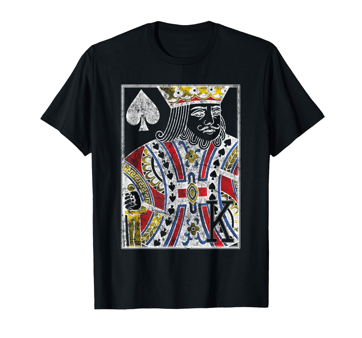 King of Spades Vintage Look Distressed Playing Card T-Shirt