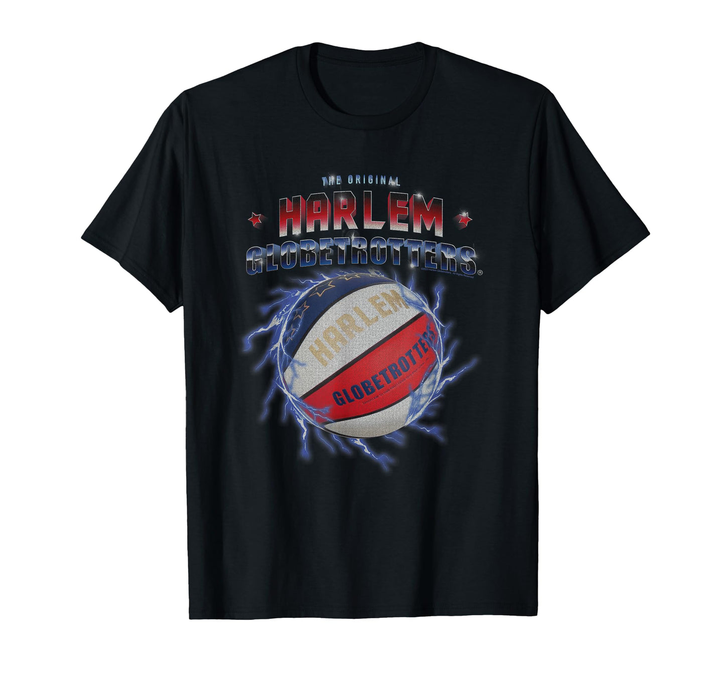 Harlem Globetrotters Basketball Chrome Logo with Lightning T-Shirt