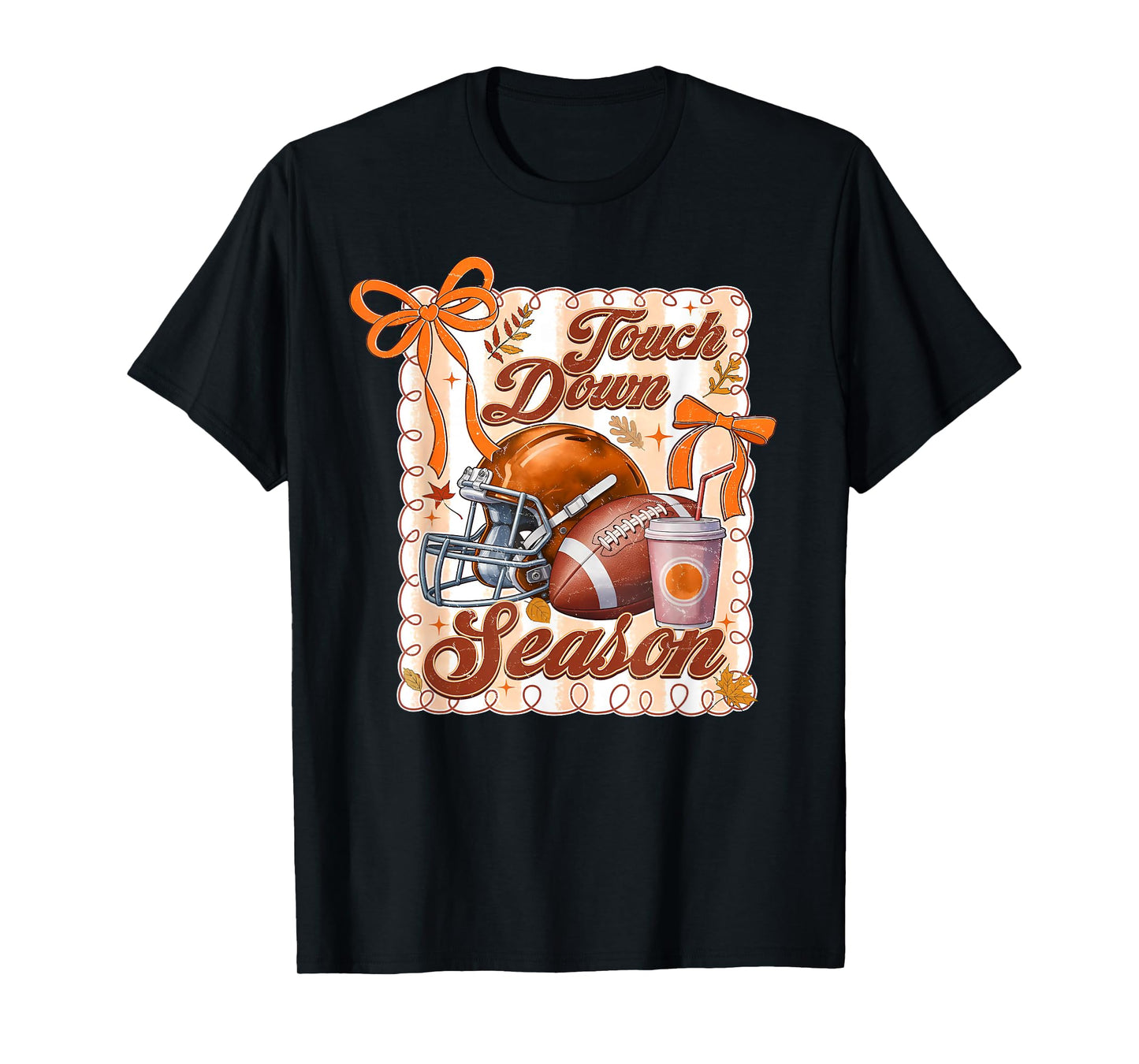 Touchdown Season American Football Game Day Coquette Bow T-Shirt