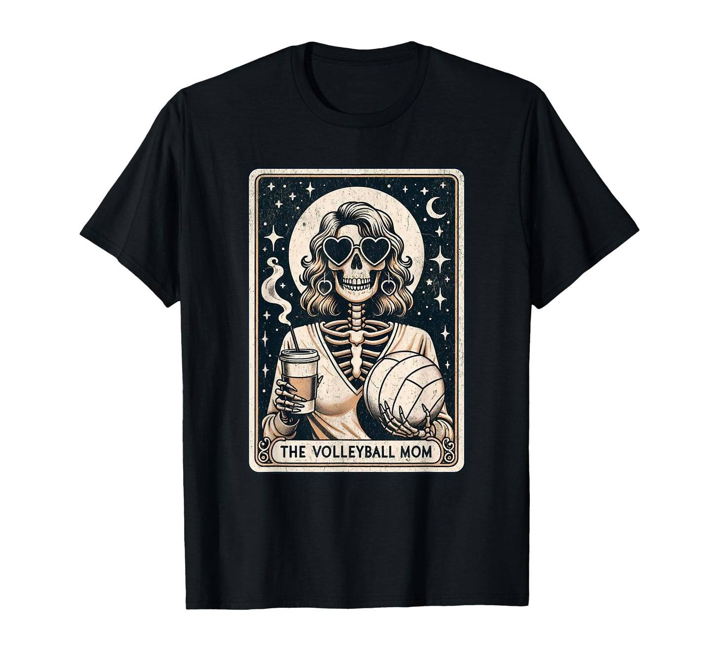 Volleyball Mom Tarot Card Skeleton Volleyball Mama Coffee T-Shirt