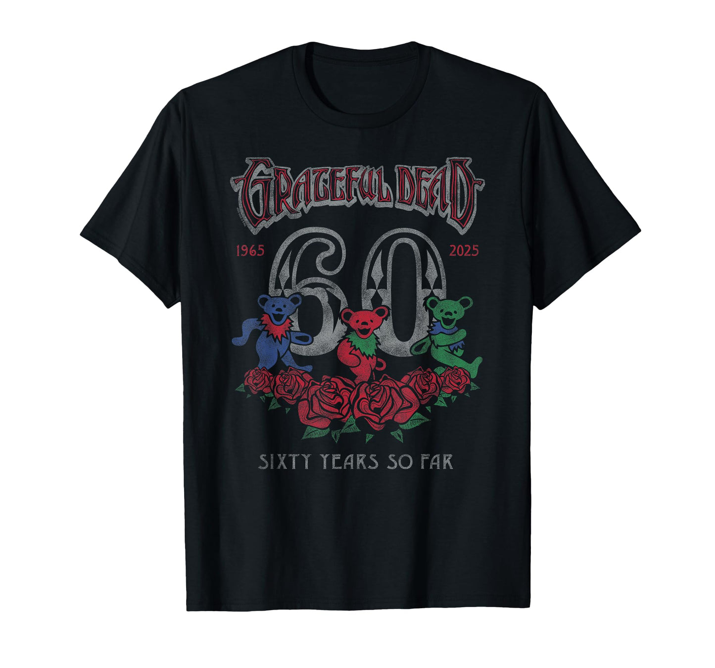 Grateful Dead 60 Years Anniversary Dancing Bears Band T-Shirt