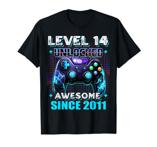 14th Birthday Boy Level 14 Gamer 14 Year Video Game Party T-Shirt