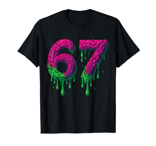67 Six Seven 6-7 Toxic Brain Drip - Funny Kids Brainrot Meme T-Shirt
