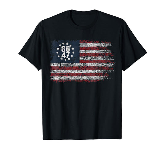 Distressed Betsy Ross American 86 47 Anti-Trump Vintage 8647 T-Shirt