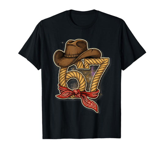67 Meme Funny Cowboy Six Seven Gen Alpha Slang T-Shirt