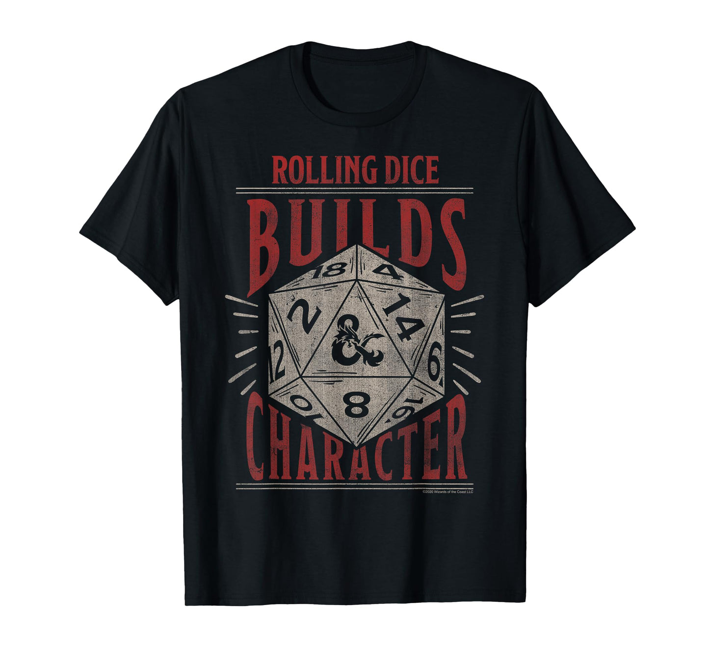 Dungeons & Dragons Rolling Dice Builds Character Short Sleeve T-Shirt
