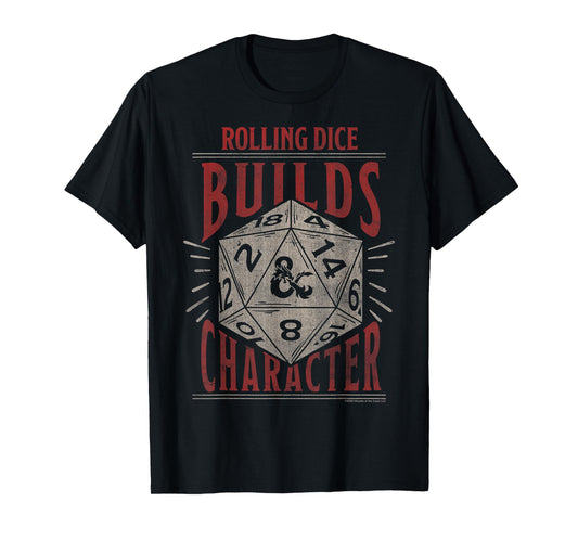 Dungeons & Dragons Rolling Dice Builds Character Short Sleeve T-Shirt