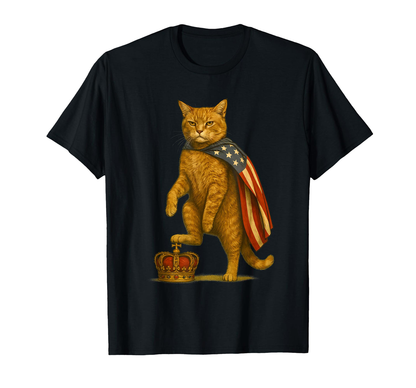 Funny Black Cat No Kings October 18 No Kings Day Men Women T-Shirt