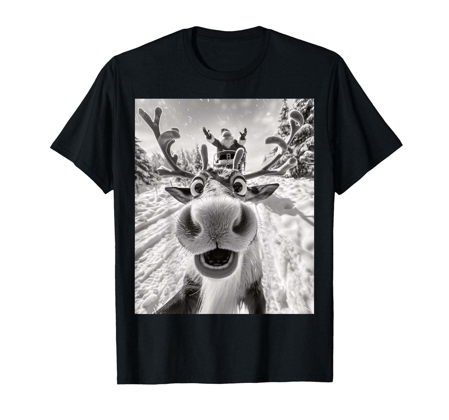 Funny Reindeer Selfie Christmas T-Shirt