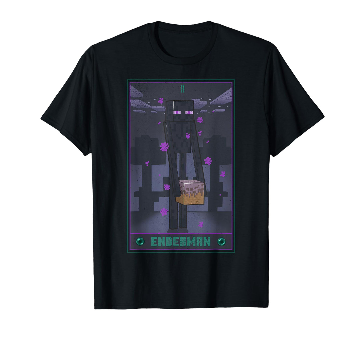 Minecraft Enderman Tarot T-Shirt - Unisex-Adults, Kids - Black - Short Sleeve - Cotton, Polyester - Size: Small