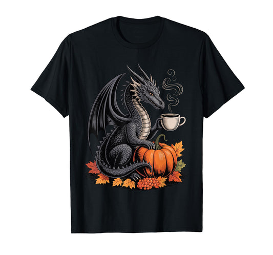 Dragon Pumpkin Spice Coffee Fancy Fall Halloween Fantasy T-Shirt