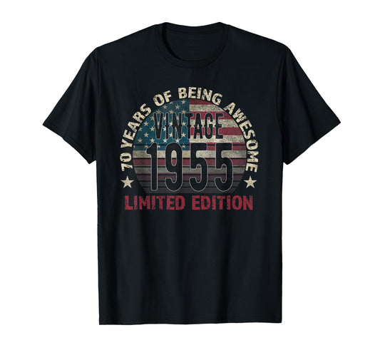 70th Birthday Gift men Vintage born 1955 turning 70 Year Old T-Shirt