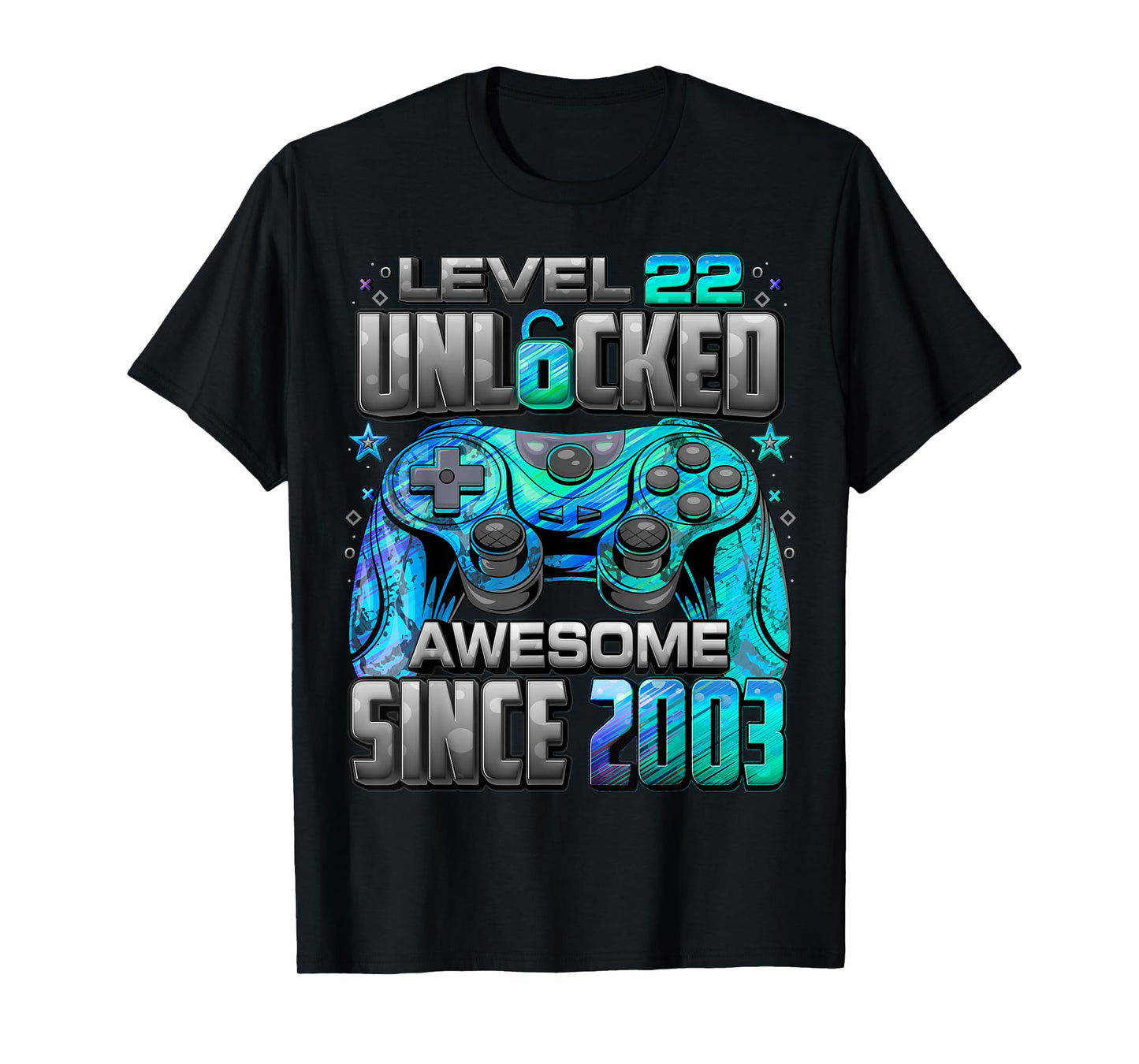 Level 22 Unlocked Awesome Since 2003 22nd Birthday Gaming T-Shirt