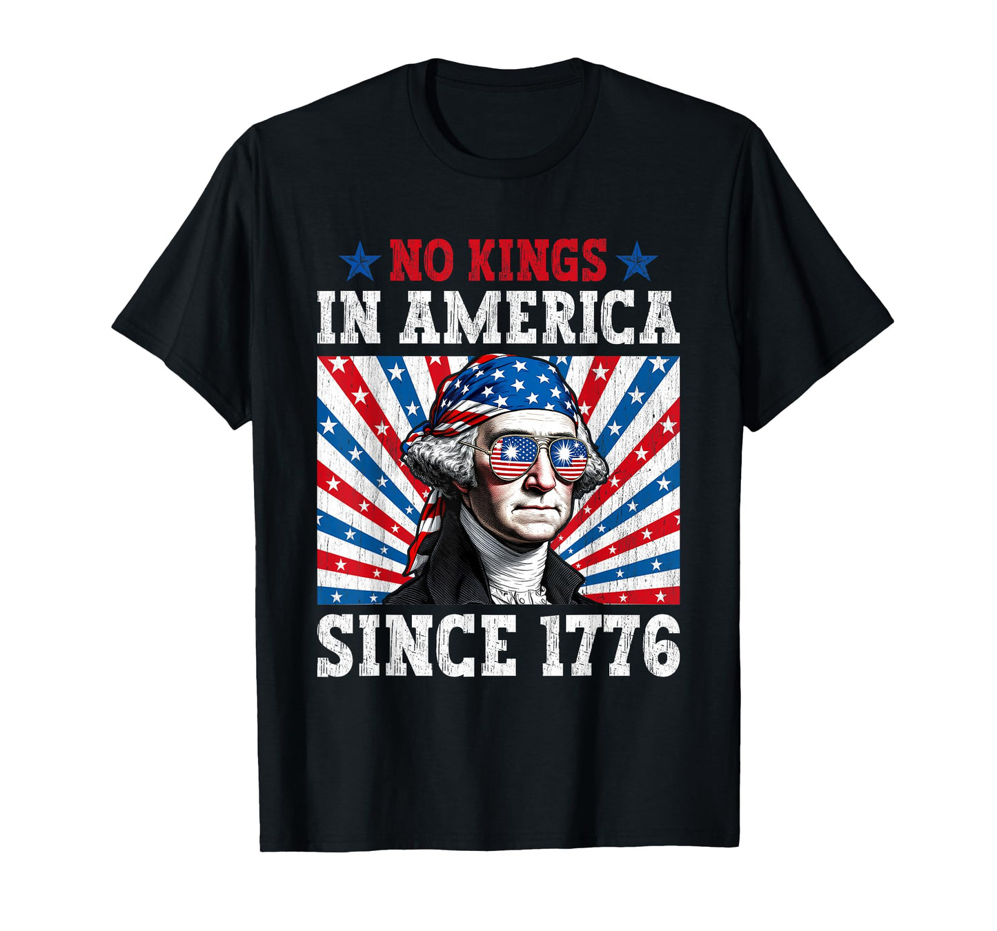 No Kings in America Since 1776 Distressed USA Flag Vintage T-Shirt