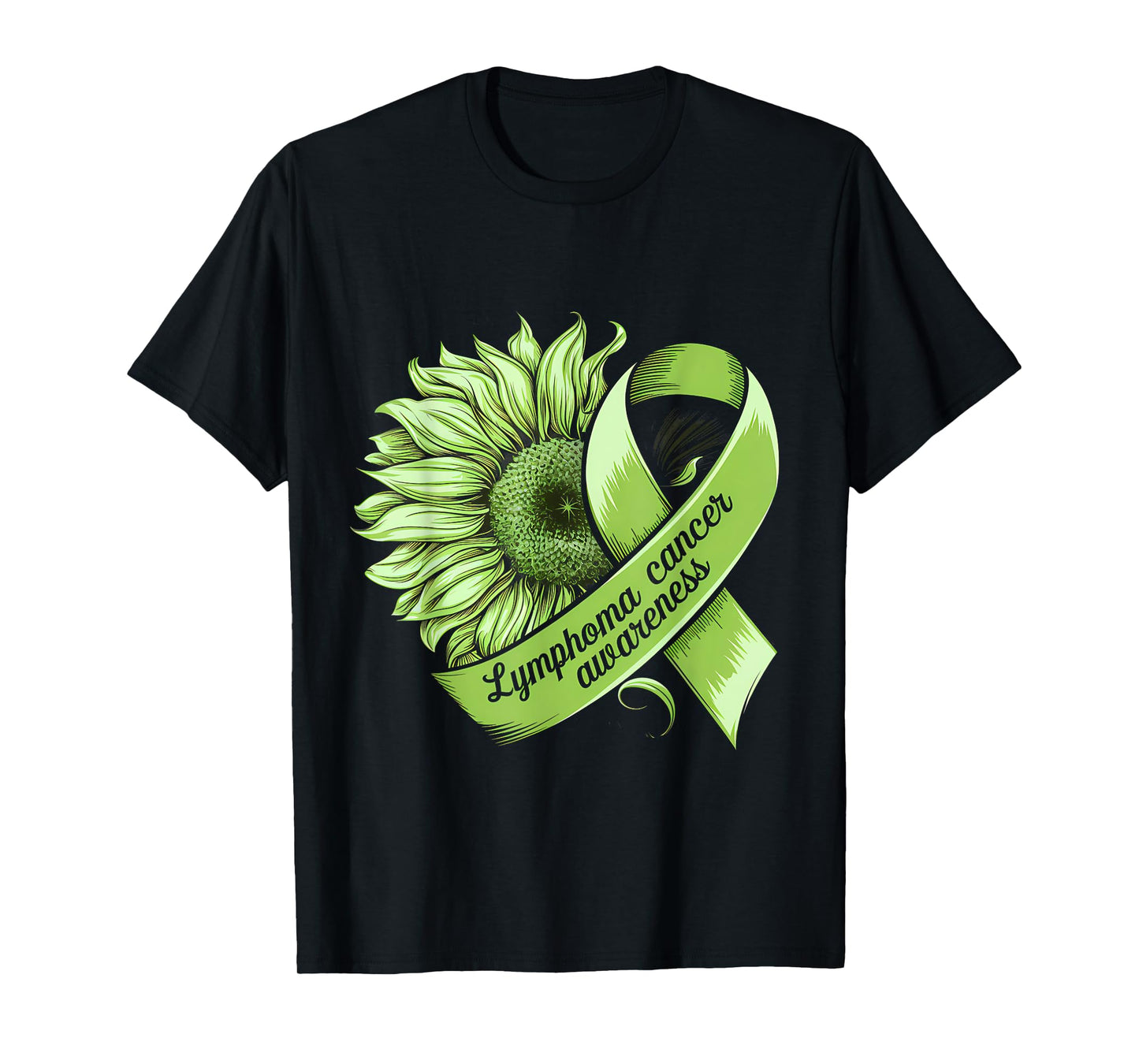 Lymphoma Cancer Awareness Month Sunflower Green Ribbon T-Shirt