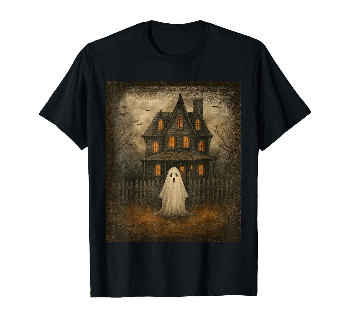 Vintage Ghost Boo Haunted House Halloween Costumes Boy Men T-Shirt