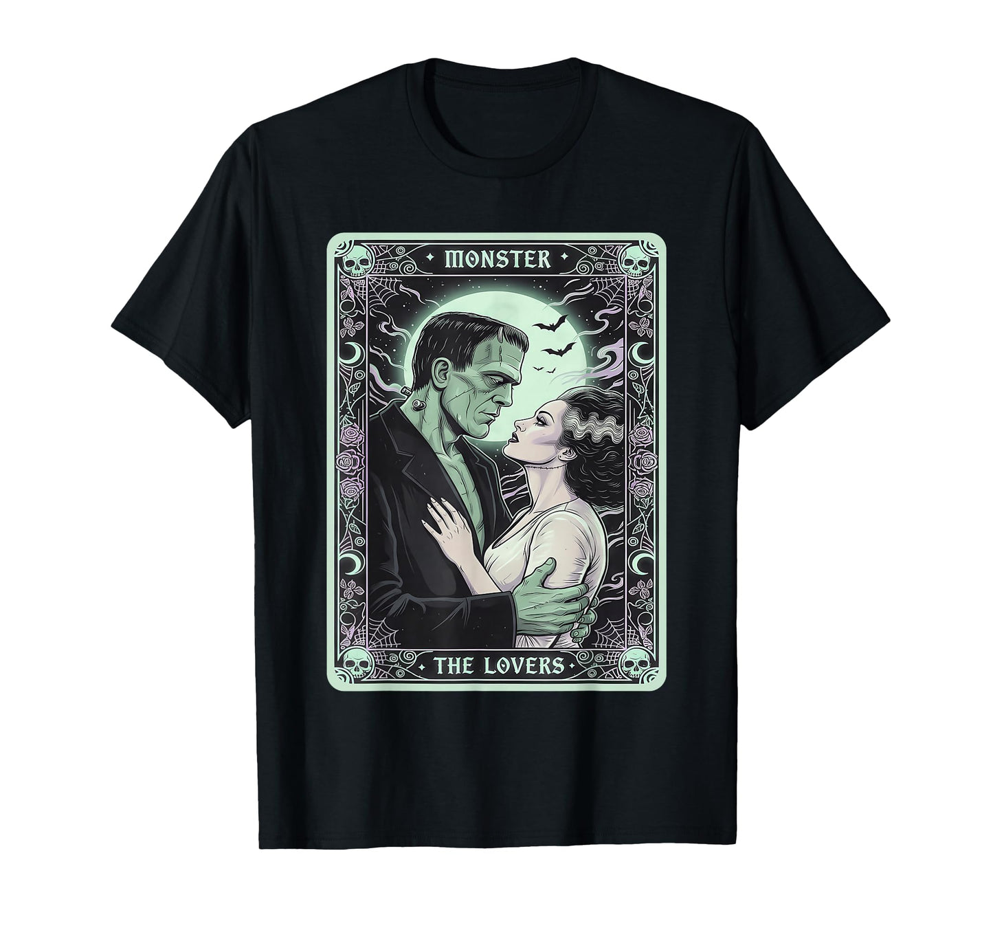 The Monster Frankenstein and Bride The Lovers Tarot Card T-Shirt