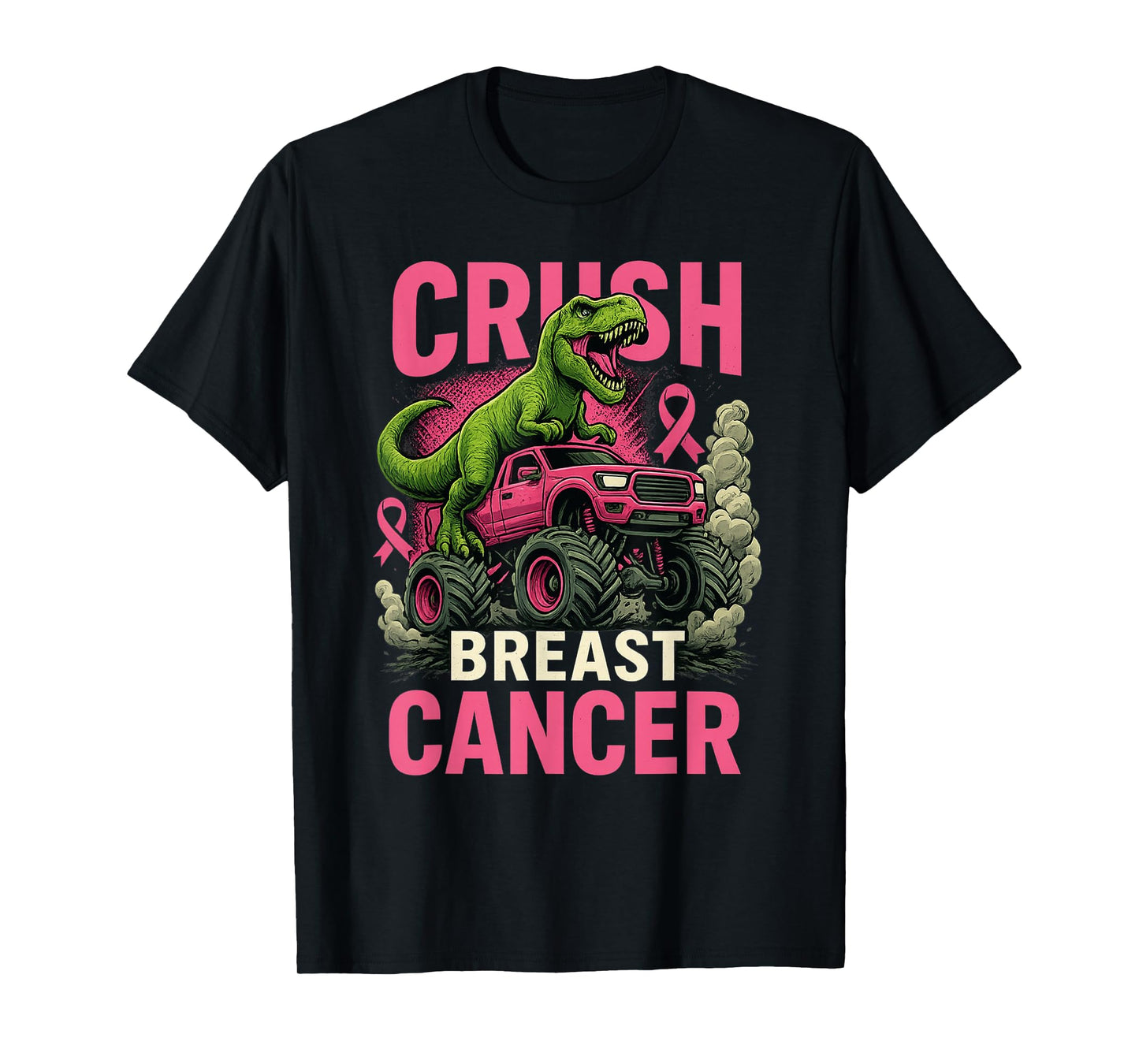 Crush Breast Cancer Awareness Monster Truck Toddler Boy Kids T-Shirt